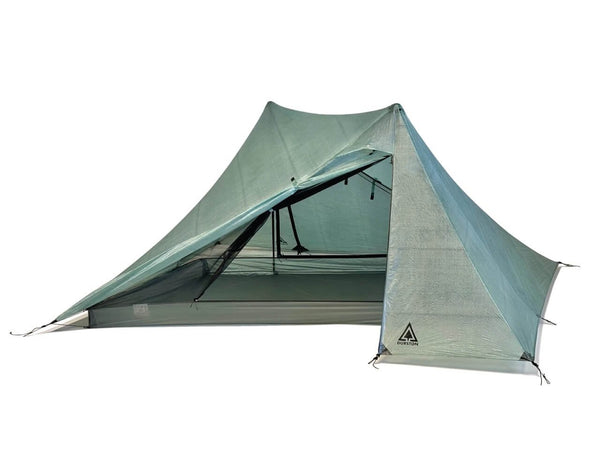 Durston X-Mid Pro 2+ Dyneema DCF trekking pole tent – studio view with doors open