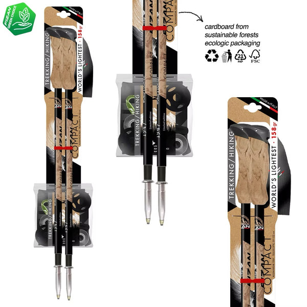 FIZAN Compact 1947 Desert – poles in recyclable cardboard packaging, studio view