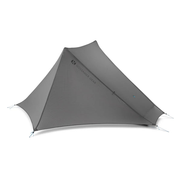 Gossamer Gear The One V2 pitched, angled studio view with Gossamer Gear logo and guy lines
