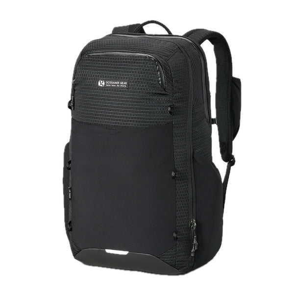 Gossamer Gear Aero Jet V2 travel backpack in black, angled front studio view