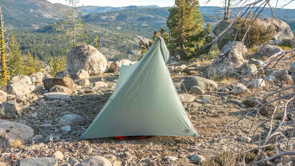 Tarptent ProTrek pitched, end view showing the apex
