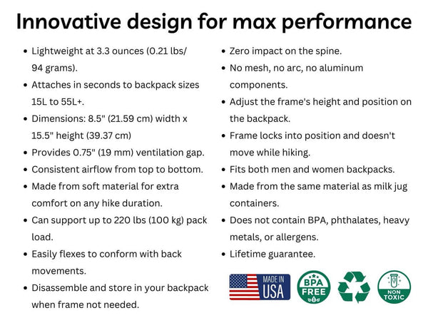 VAUCLUSE GEAR Ultralight Backpack Ventilation Frame & Sleeve