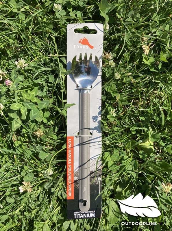 TOAKS Titanium Long Handle Spork with Polished Bowl 