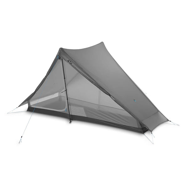 Gossamer Gear The One V2 pitched, angled studio view with door open and mesh interior visible