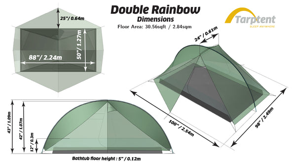 TARPTENT Double Rainbow – dimensions diagram