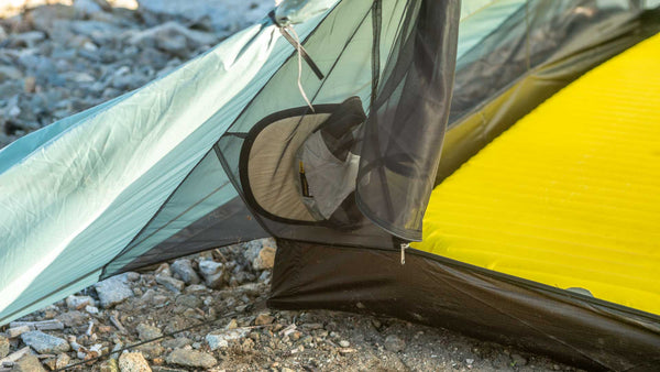 Tarptent ProTrek with door open showing the interior and sleeping pad