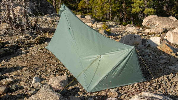 Tarptent ProTrek pitched, side view in evening light
