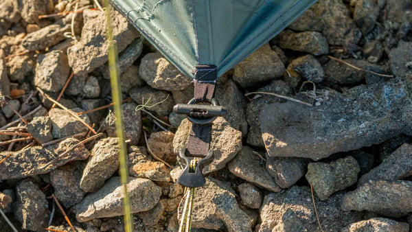 Tarptent ProTrek stake anchored in rocky ground – detail