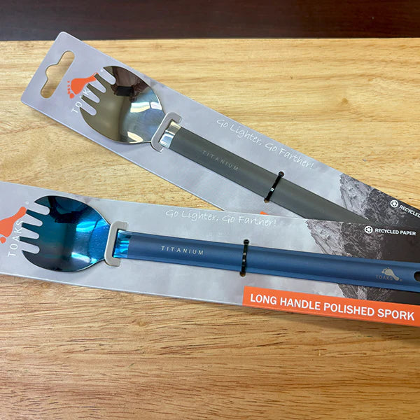TOAKS Titanium Long Handle Spork with Polished Bowl (SLV-14)