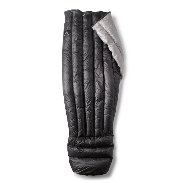 Hyperlite Mountain Gear 40-Degree Quilt laid out flat, black – studio view